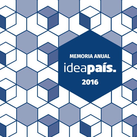 Portada de Memoria Anual 2016, documento de transparencia de IdeaPaís, mostrando un diseño gráfico con líneas y formas geométricas.