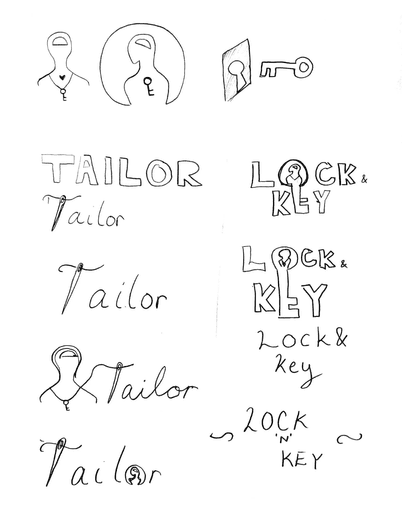 Sketches of 12 iterations of our speculatative company’s logo.