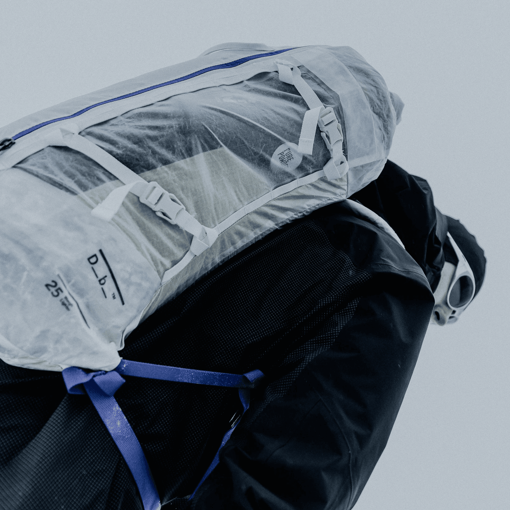 photo of backpack from low perspective.