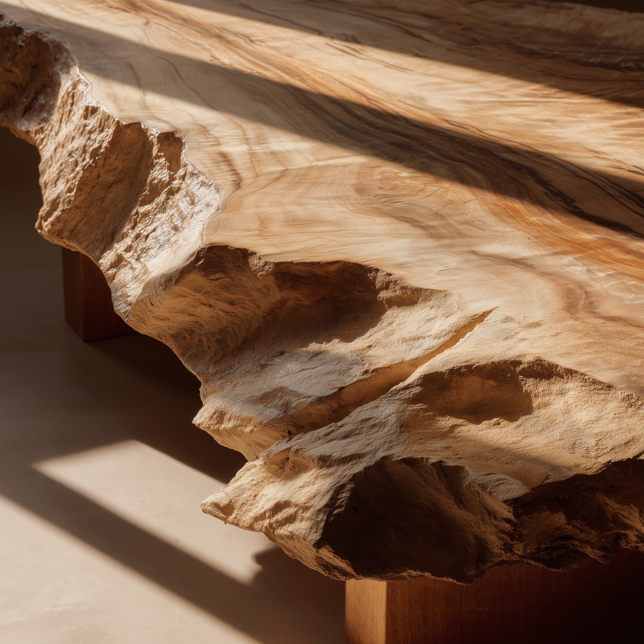 Natural oak surface with organic edges.