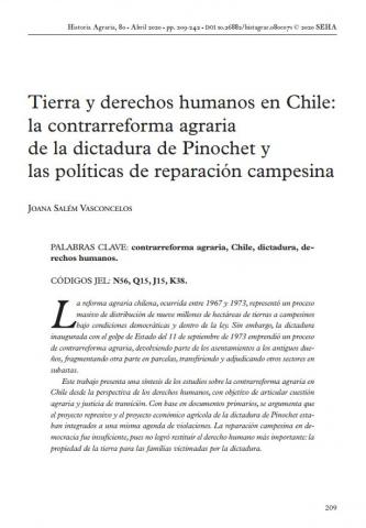 Tierra y derechos humanos en Chile: la contrarreforma agraria de la dictadura de Pinochet y las políticas de reparación campesina