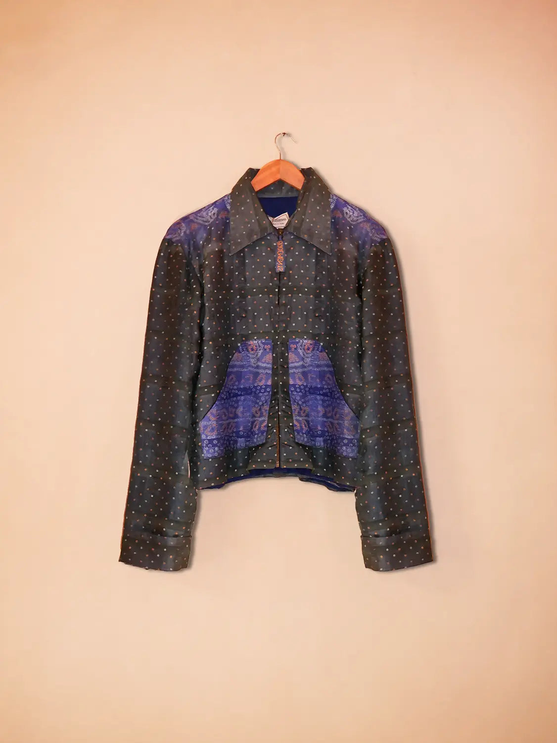 RAJEEV JACKET is our one-of-a-kind jacket, handcrafted in-house using kantha embroidered pure silk sarees.