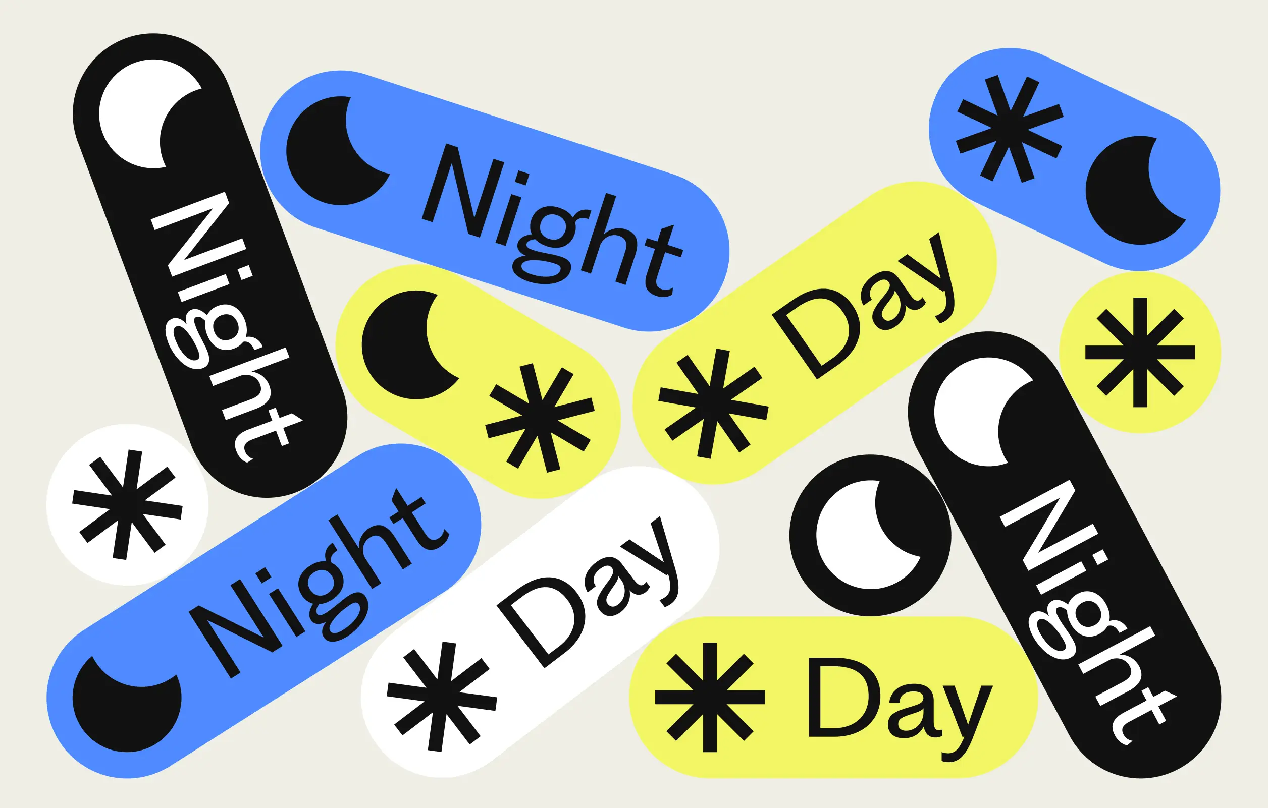 Playful repeat pattern of night and day symbols forming Altea’s brand language.