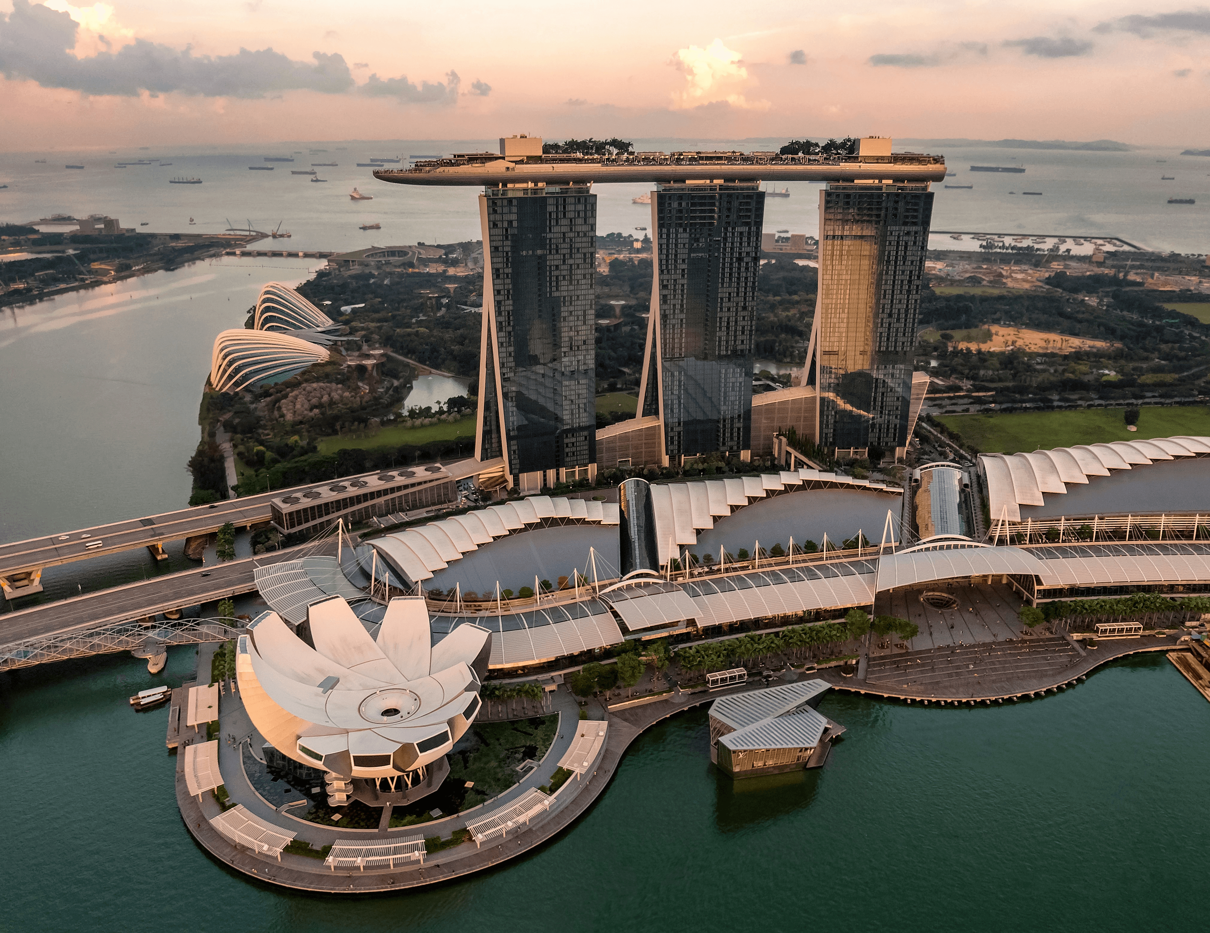 large buildings reaching up into the sky in Singapore