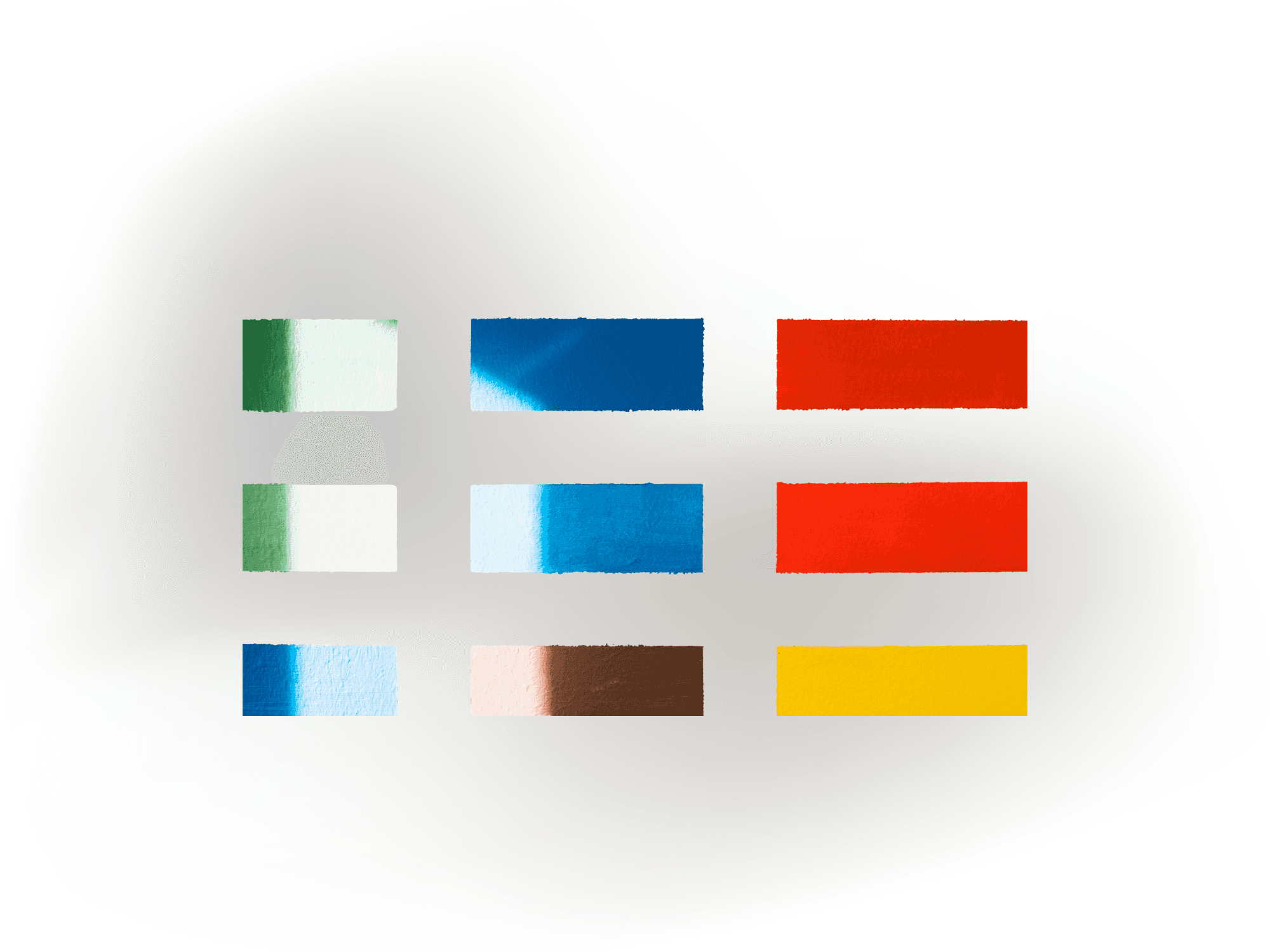 Color swatches in varying shades of green, blue, red, brown, and yellow on a white background, representing accessible color contrast.