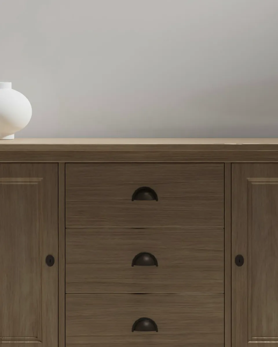Close-up of the four-door sideboard
