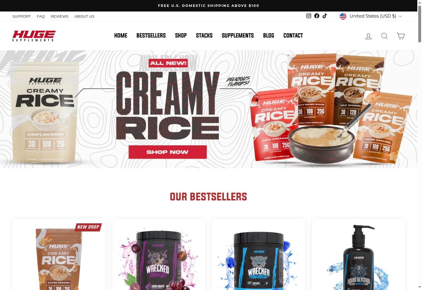 Fitness and Supplements Store home page