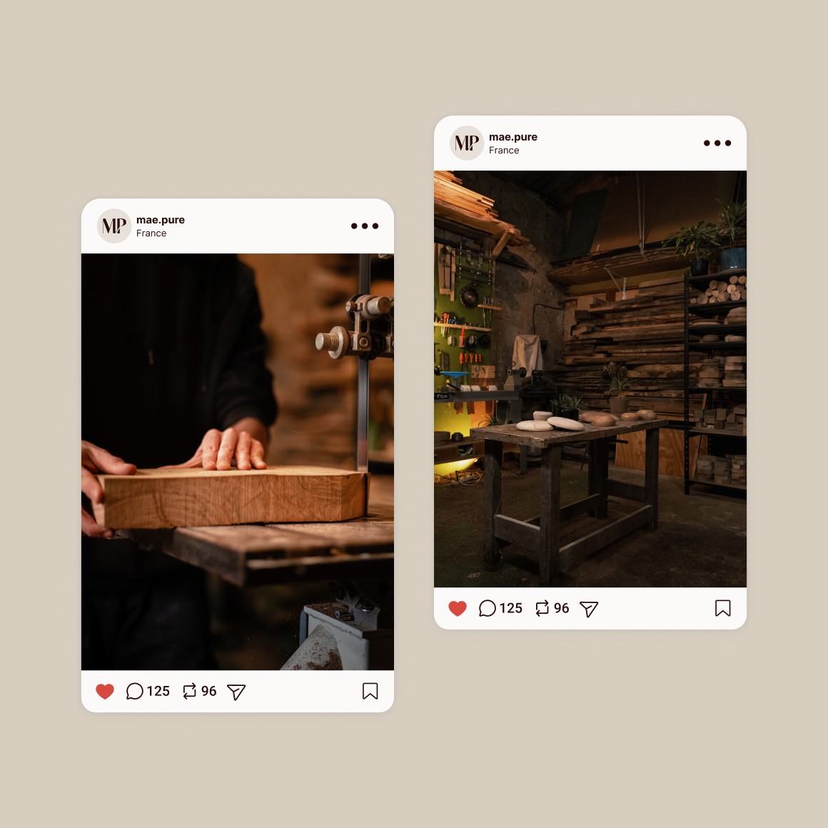 Exemples de publications instagram, photos réalisées lors d'un shooting.