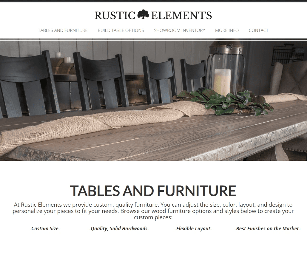 Rustic Elements website image