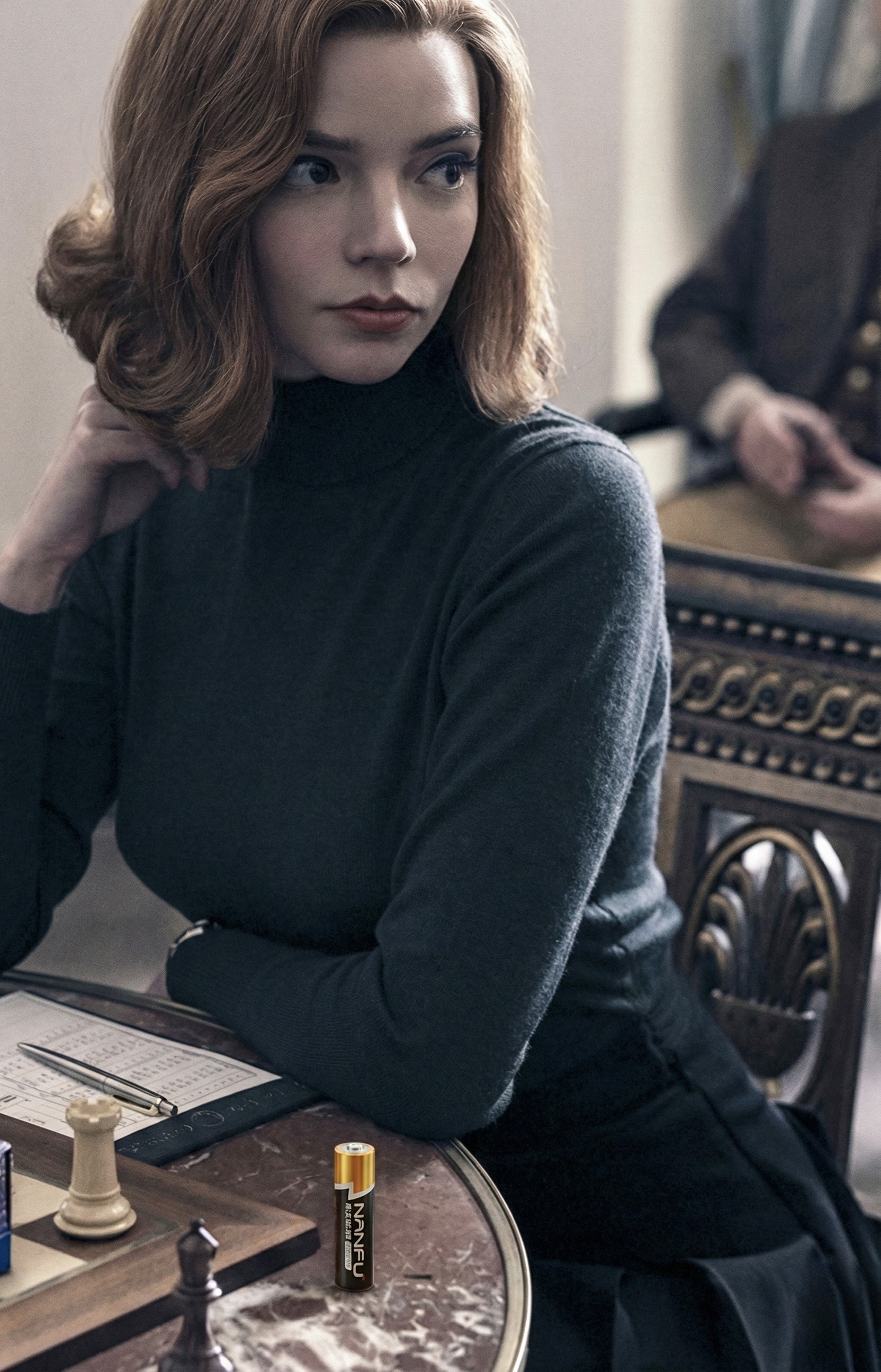 Black plastic pouch on velvet