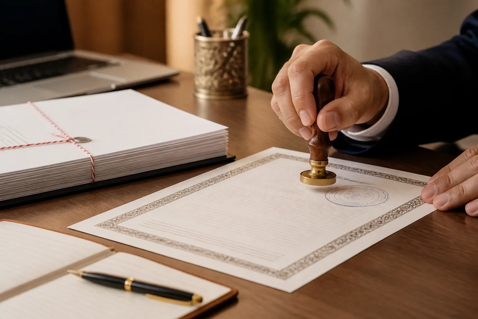 Certified Arabic Translation for Company Setup in Dubai beside a Dubai trade license document and