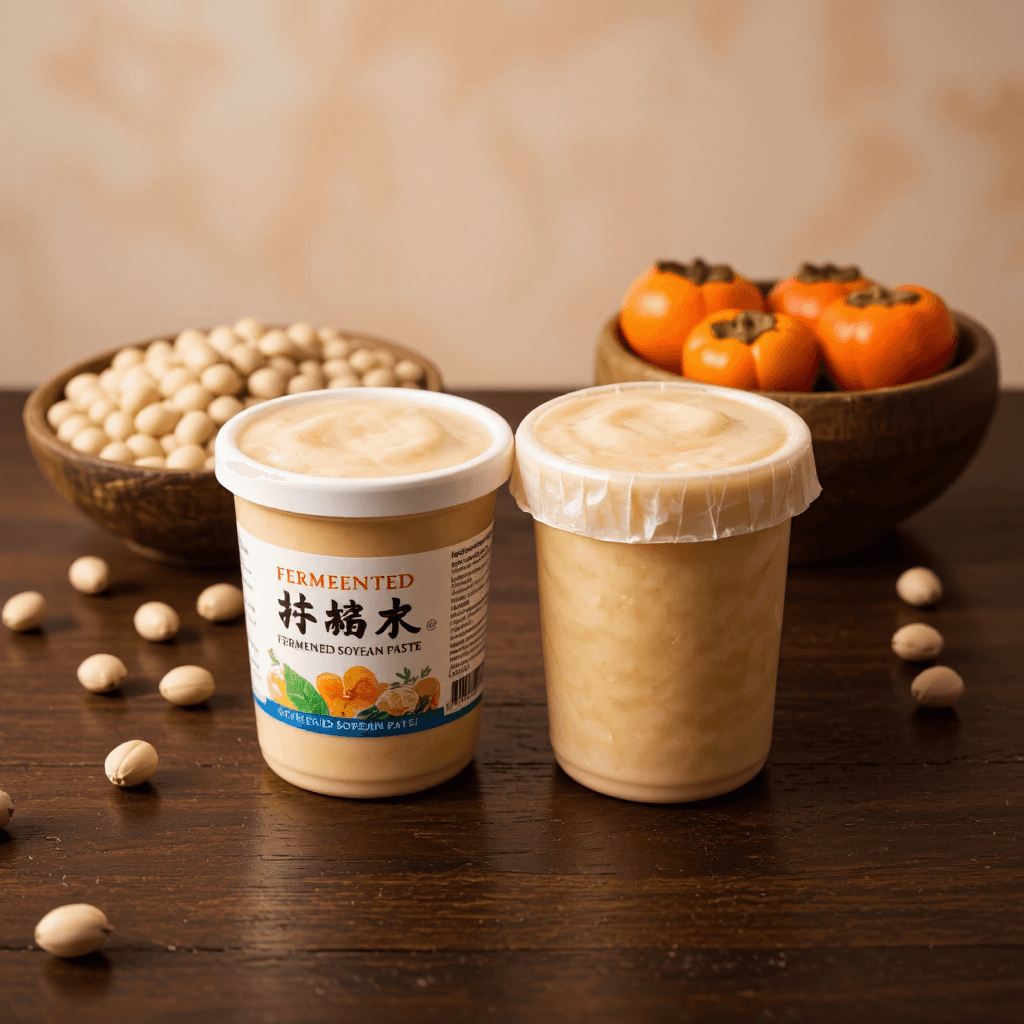 product photography of two containers of fermented soybean paste, used for cooking and seasoning