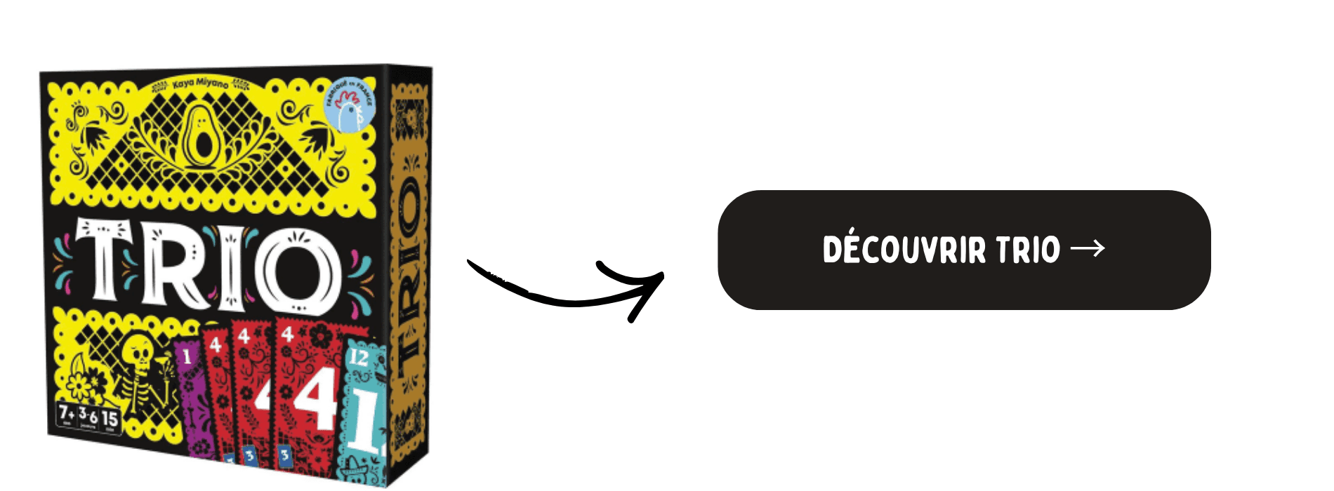 Trio sur fond blanc et bouton d'achat