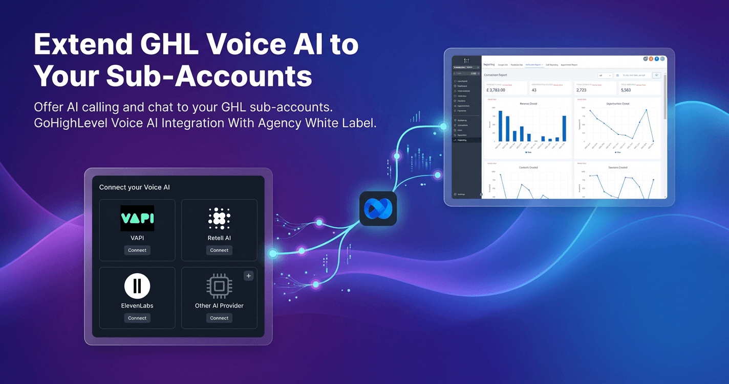 Extend GoHighLevel voice AI to sub-accounts with Vapi, Retell, ElevenLabs integration and analytics dashboard | VoiceAIWrapper
