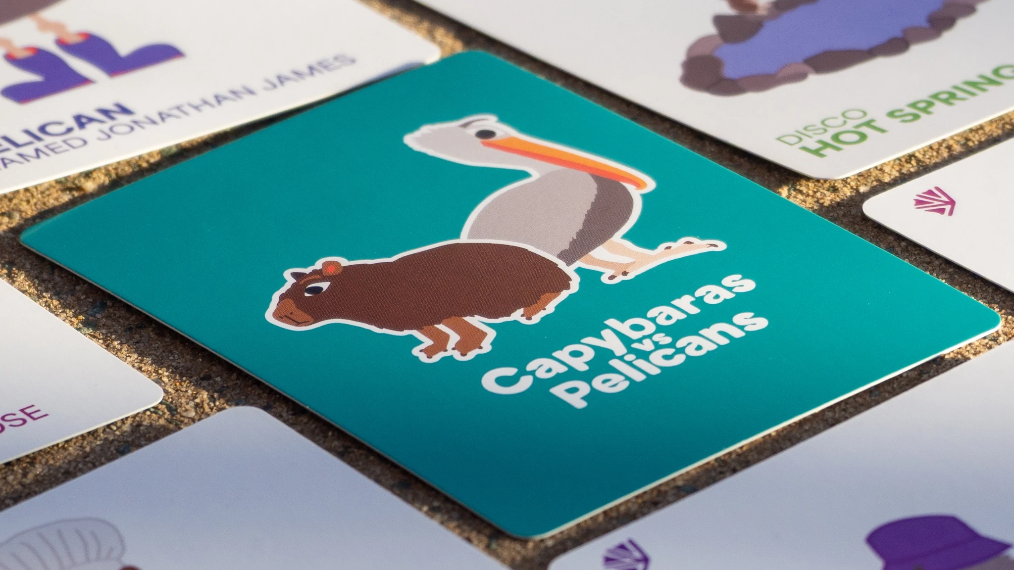 Back of a Capybaras vs Pelicans playing card.