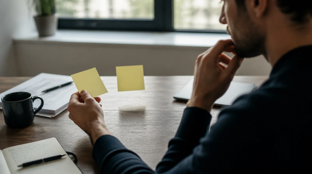 Choosing between headline options on sticky notes