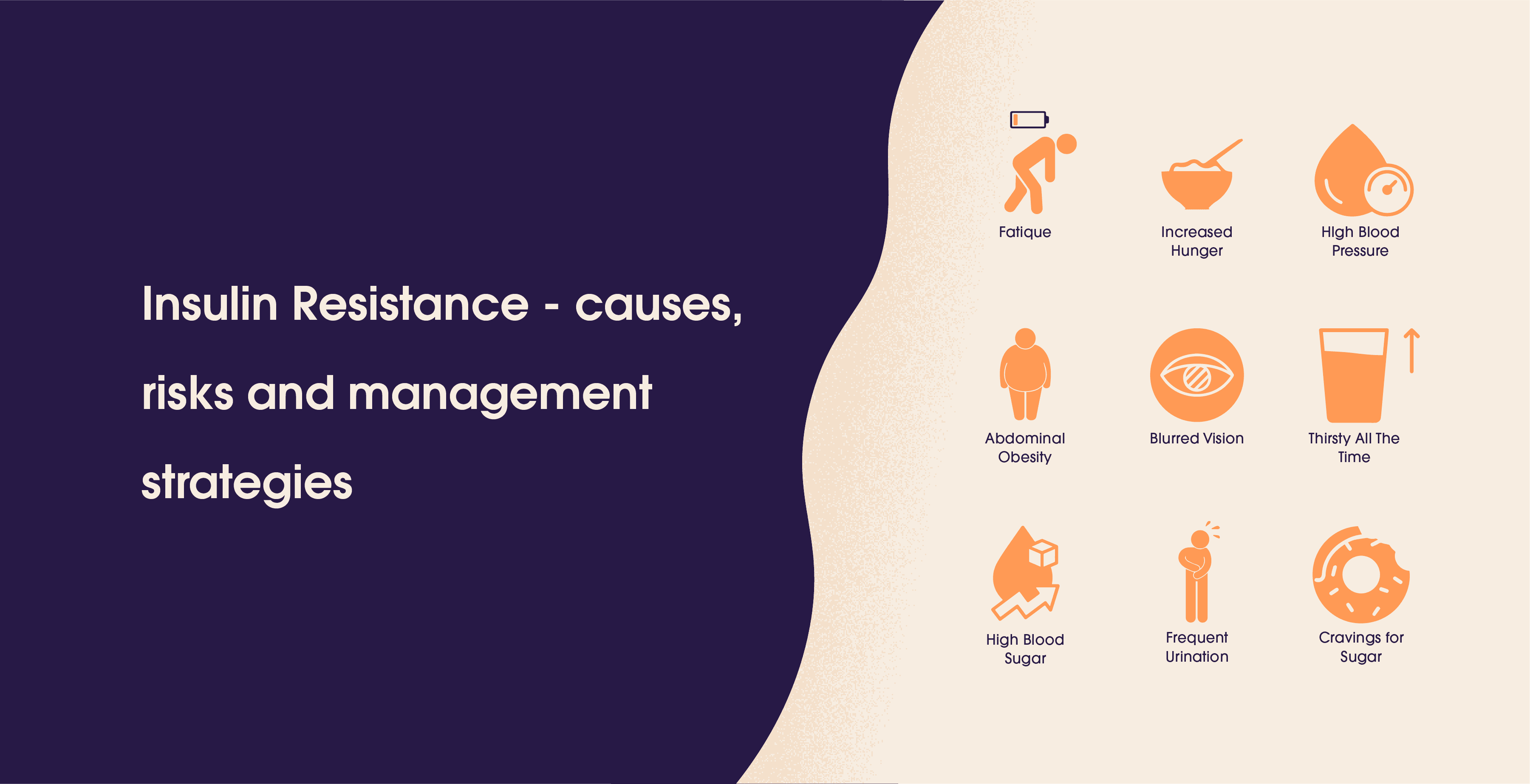 An infographic illustrating the causes and risks of insulin resistance, along with management strategies like diet, exercise, and medication.