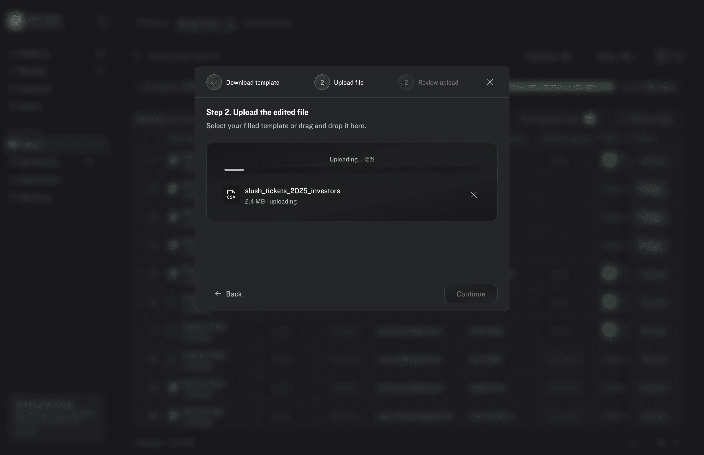 Upload step 2