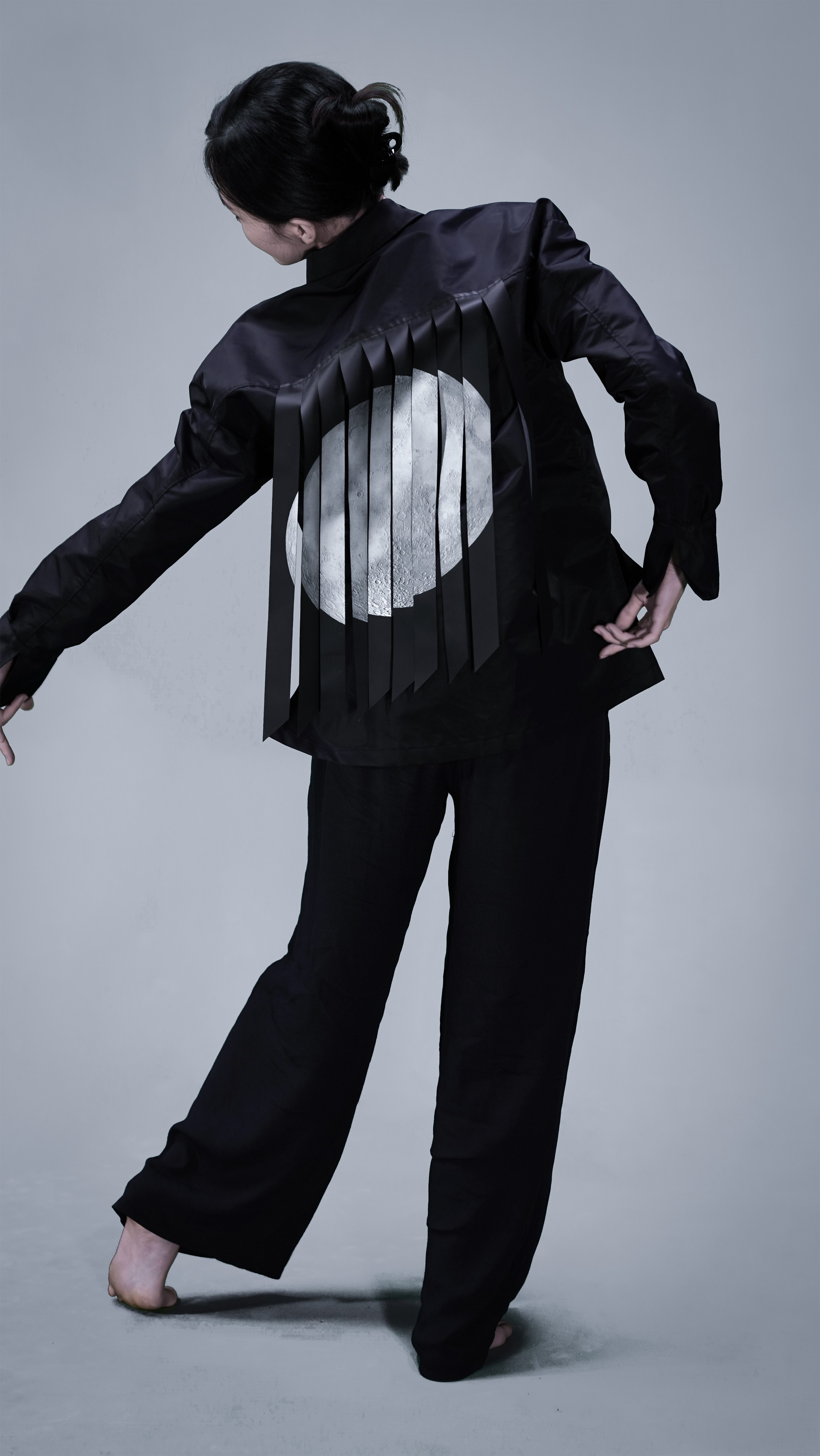 shredded graphic jacket with dancer