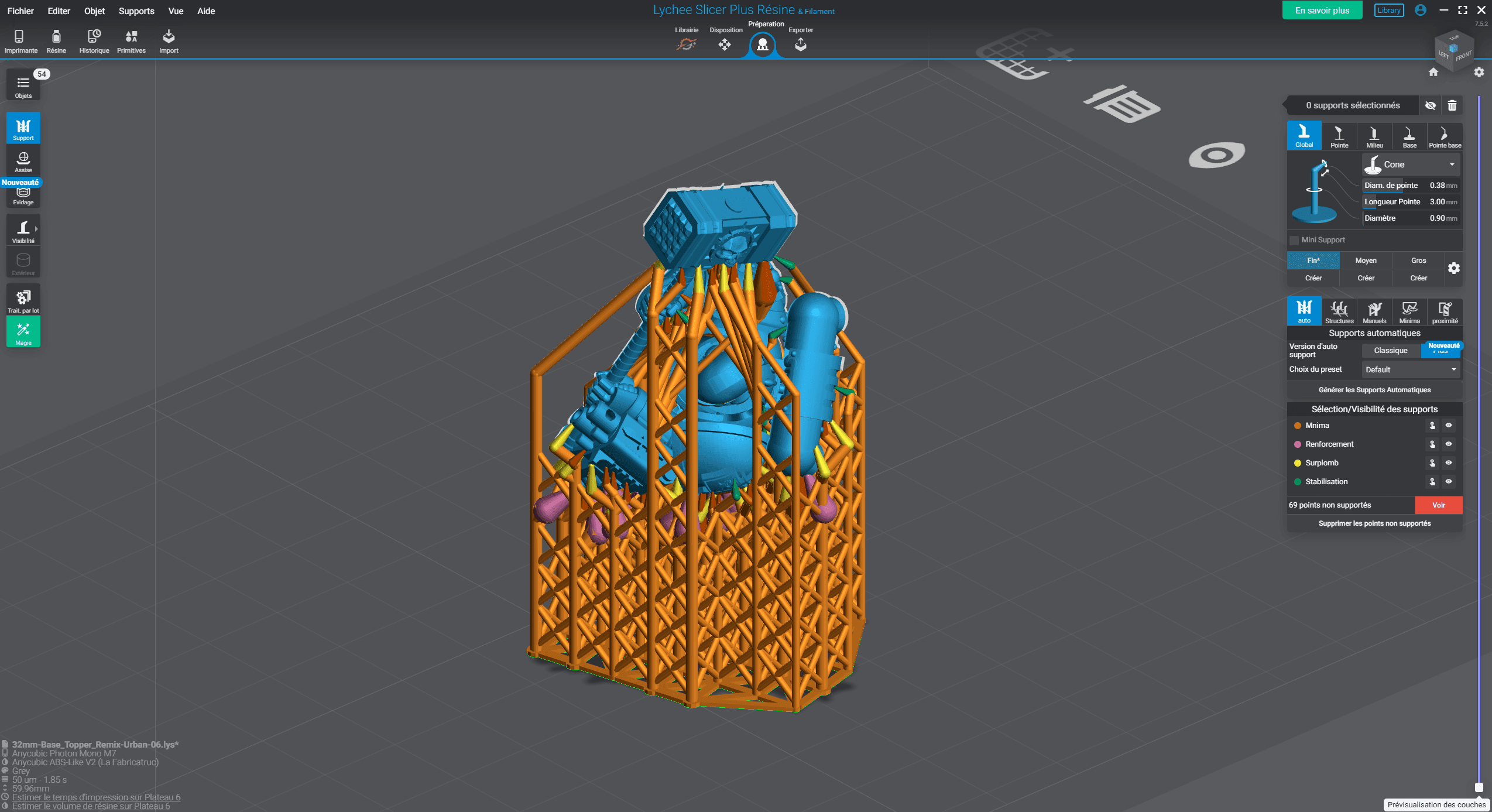 Modele 3D après optimisation des supports