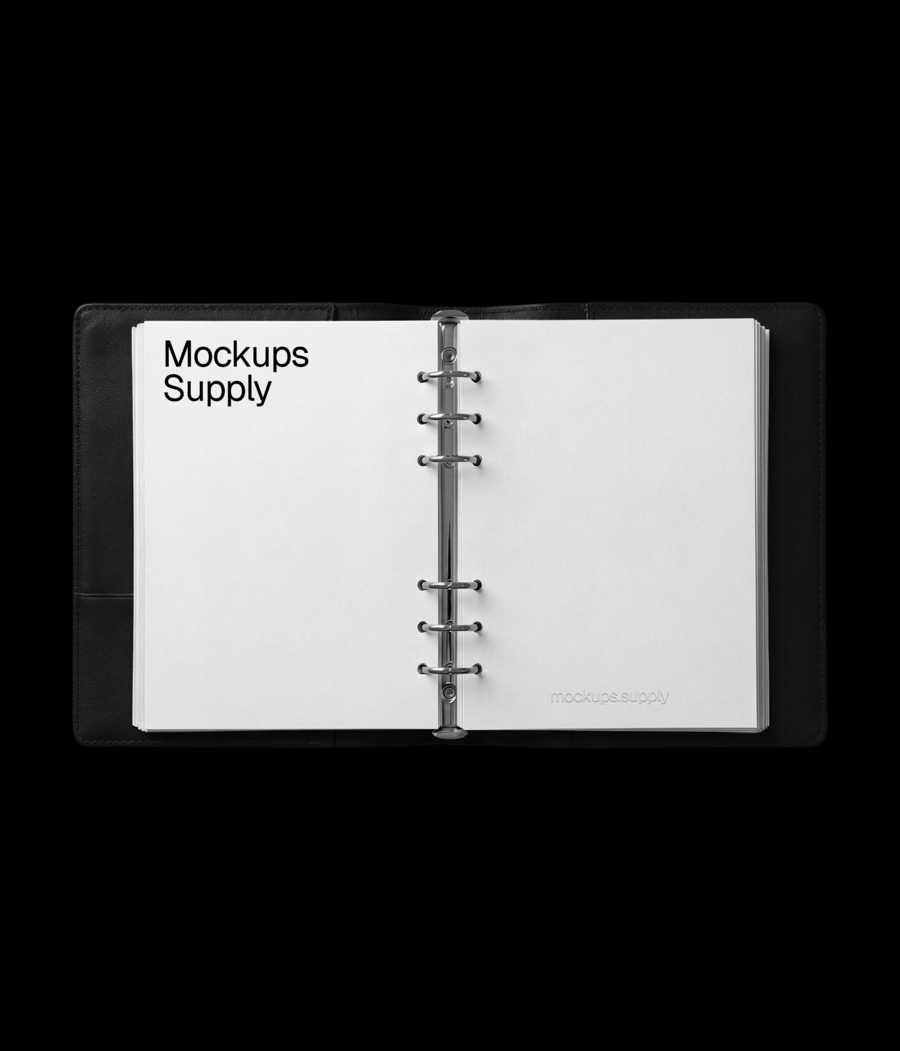 Leather binder mockup with open spread view download