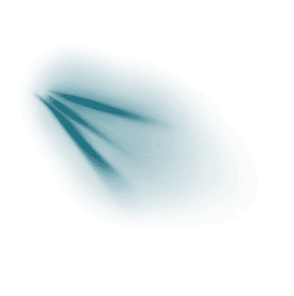 Soft teal abstract glow shape with a smooth gradient and blurred edges on a dark background.