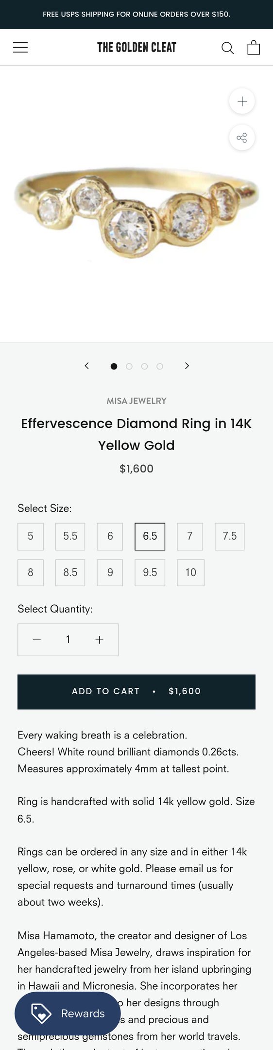 Jewelry product options include: ring for Effervescence Diamond Ring in 14K Yellow Gold from The Golden Cleat.