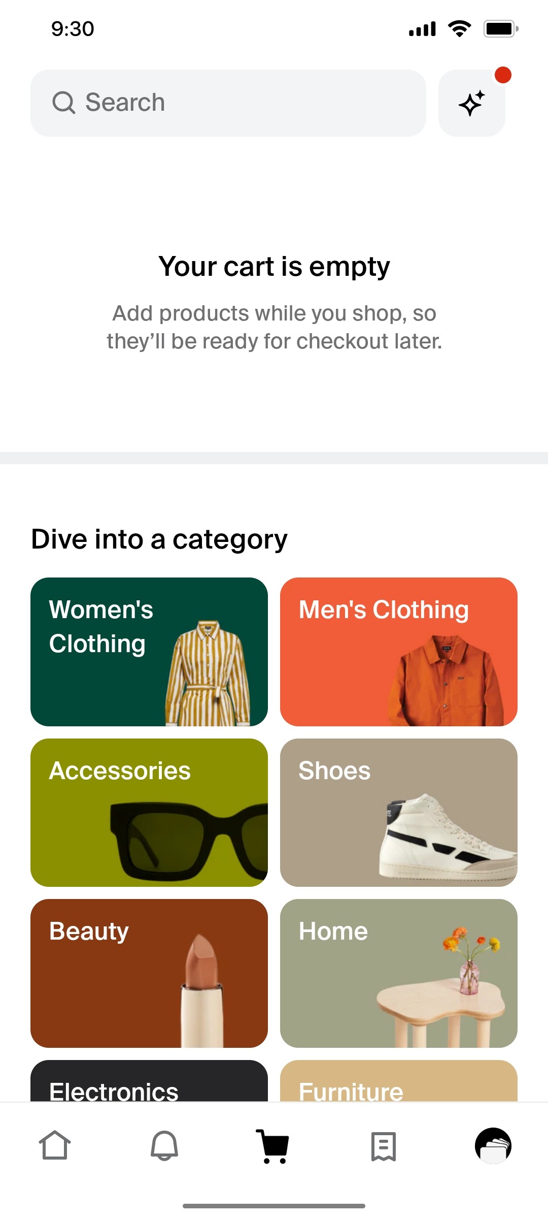Shop App Dive into a category Screen