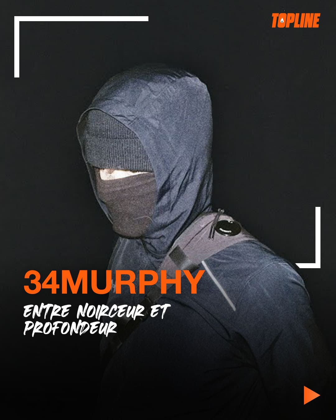 Exemple de post pour les réseaux sociaux du média musical TopLine, portant sur le rappeur Central Cee et le thème de la Drill. Le visuel est un portrait rapproché de Central Cee, tourné vers l'avant, avec une casquette et de grosses chaînes en or ou diamants. L'image est traitée avec un effet de couleur chaude, 'brûlée' ou sépia intense, conférant une ambiance dramatique. Le titre 'CENTRAL CEE' et le sujet 'L'EXPLOSION DE LA DRILL' sont affichés en typographie audacieuse blanche et orange. Ce post est conçu pour l'analyse et la promotion de contenu rap/Drill, illustrant l'expertise de Nux-Studio en direction artistique de contenu digital percutant et en graphisme pour l'actualité musicale.