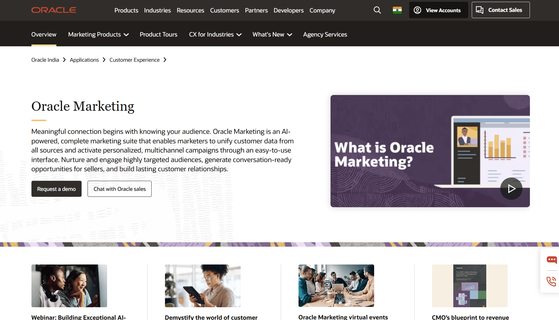 Oracle Marketing Homepage
