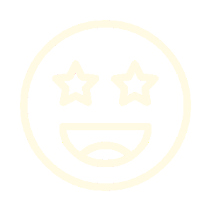 Visage souriant avec des étoiles à la place des yeux, exprimant l’émerveillement ou l’enthousiasme.