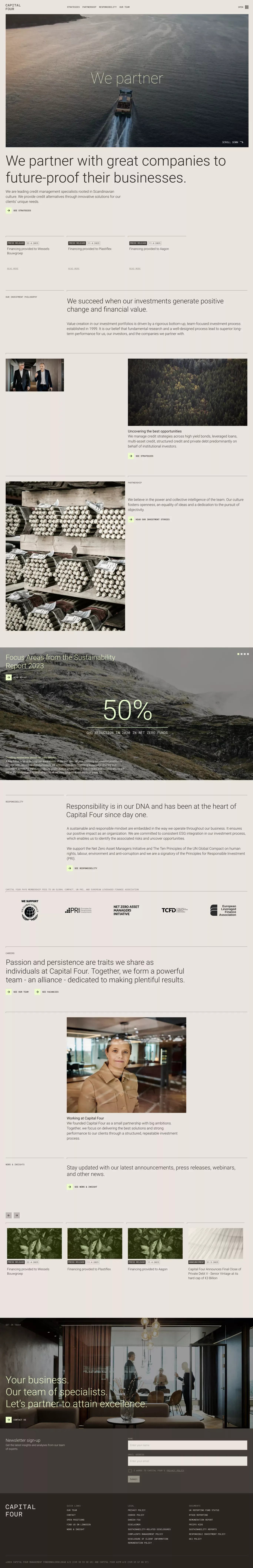 Capital Four landing page screenshot showcasing Finance design