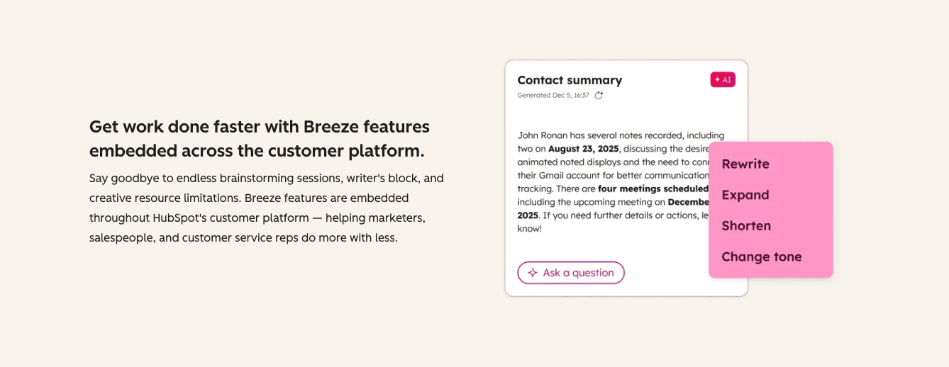 4 Ways AI CRMs Kill Admin Work hubspot example