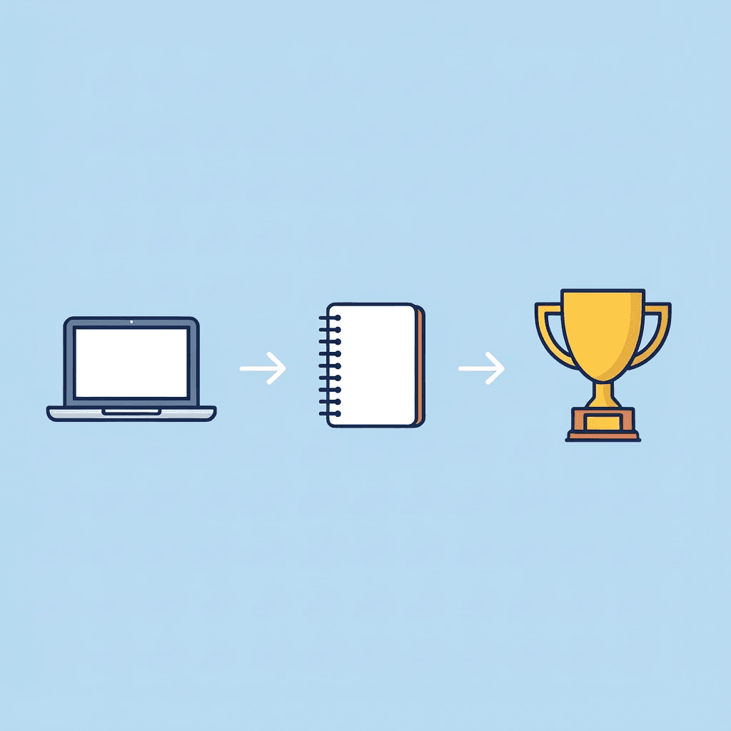 Three-step process showing interactive learning leading to printable worksheets leading to reinforced skills