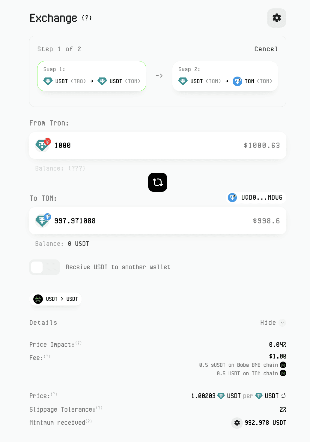 How to Swap USDT to TON