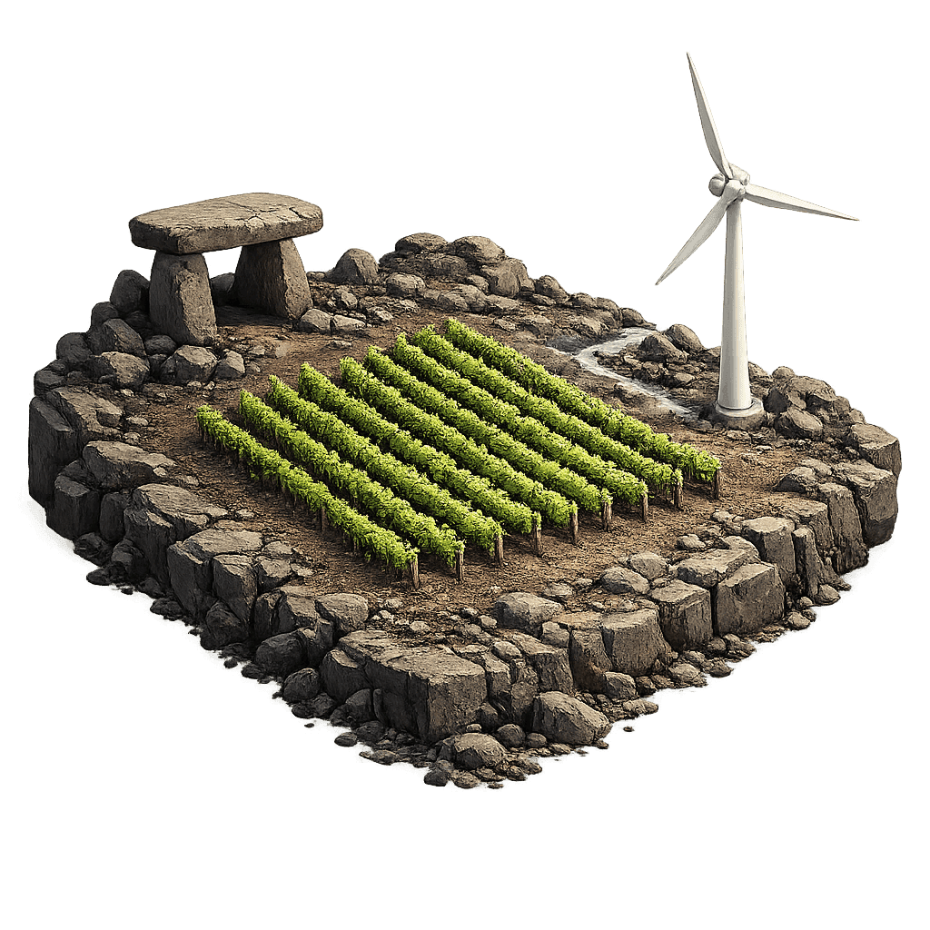 Artistic illustration of the Golan Heights wine region.