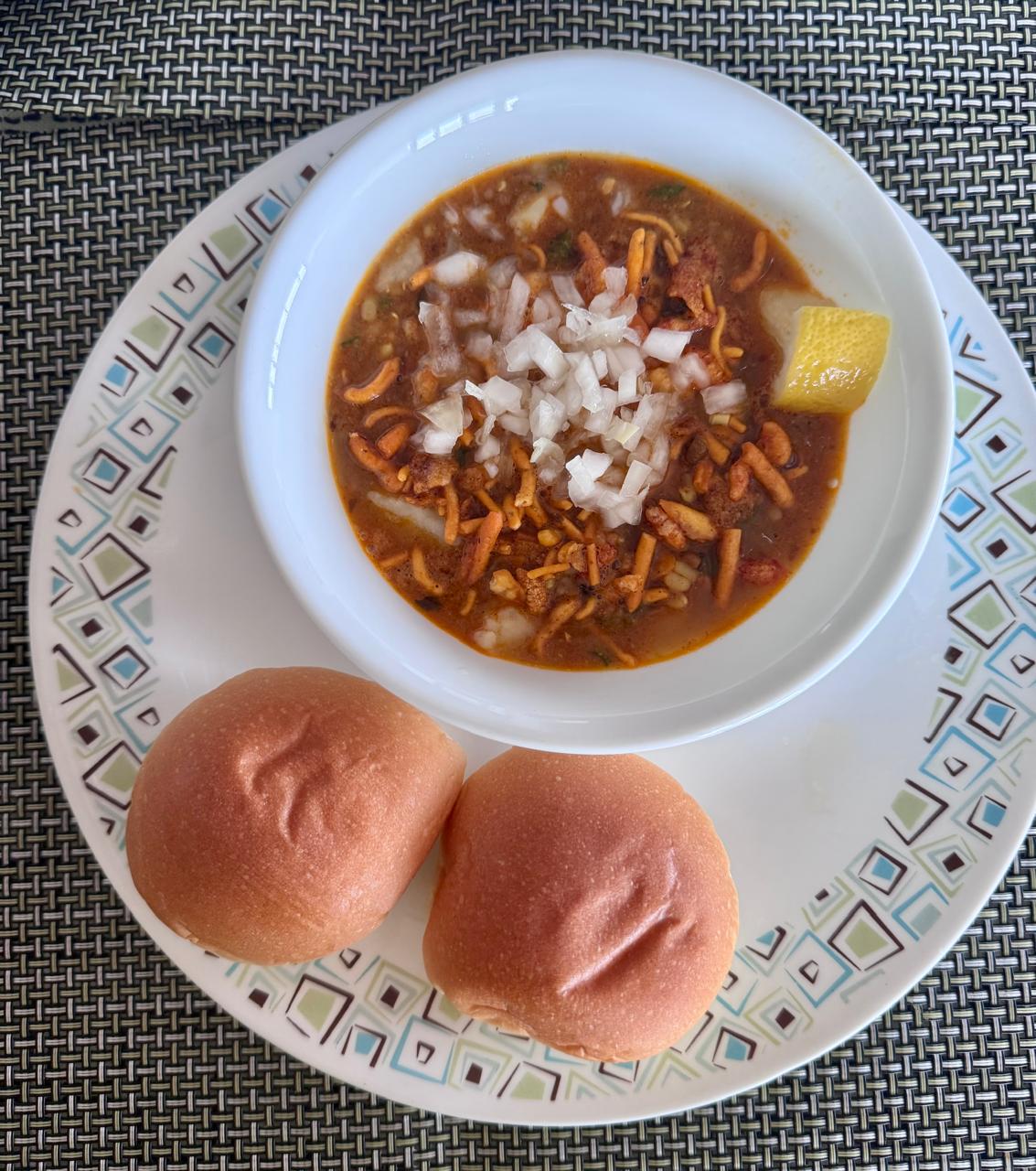 Misal pav served in a plate