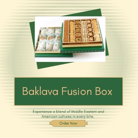 Product banner for baklava fusion box generated with Sivi AI