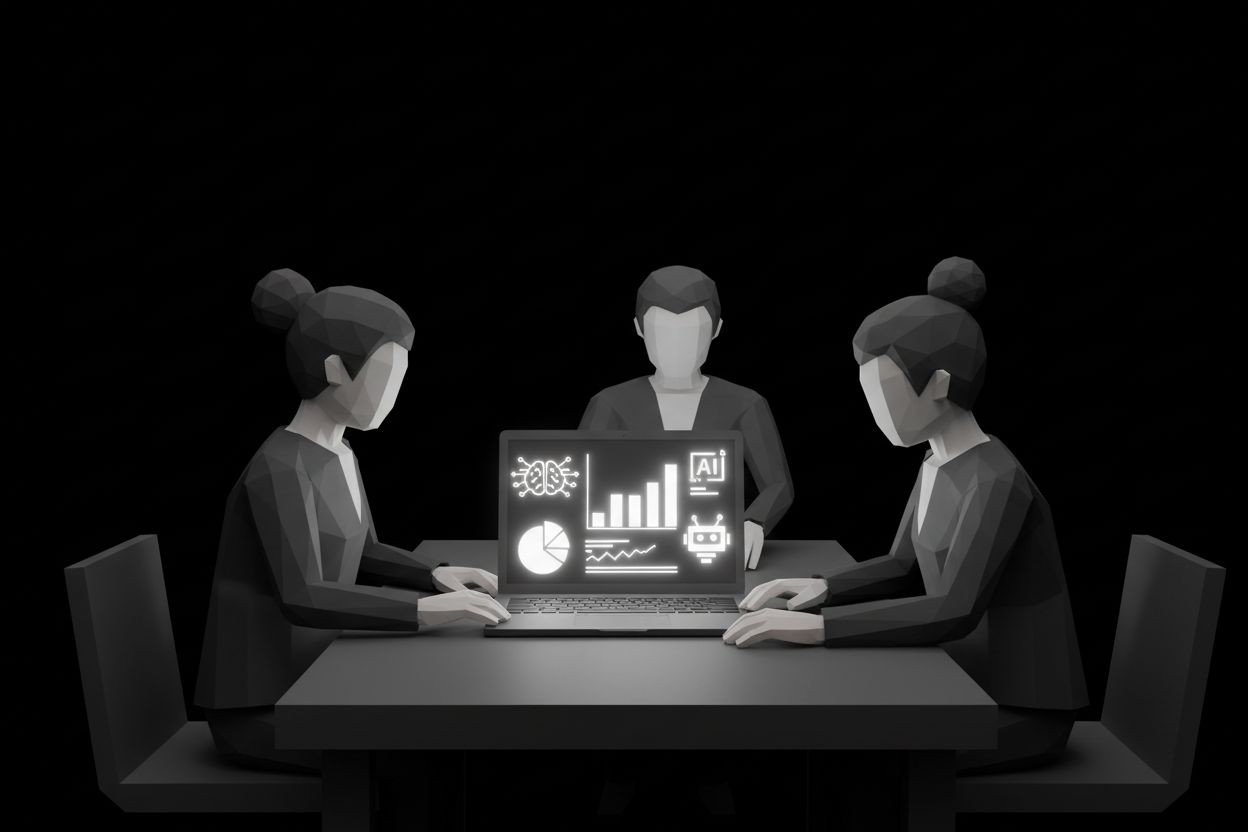 Team reviewing AI-driven marketing dashboards