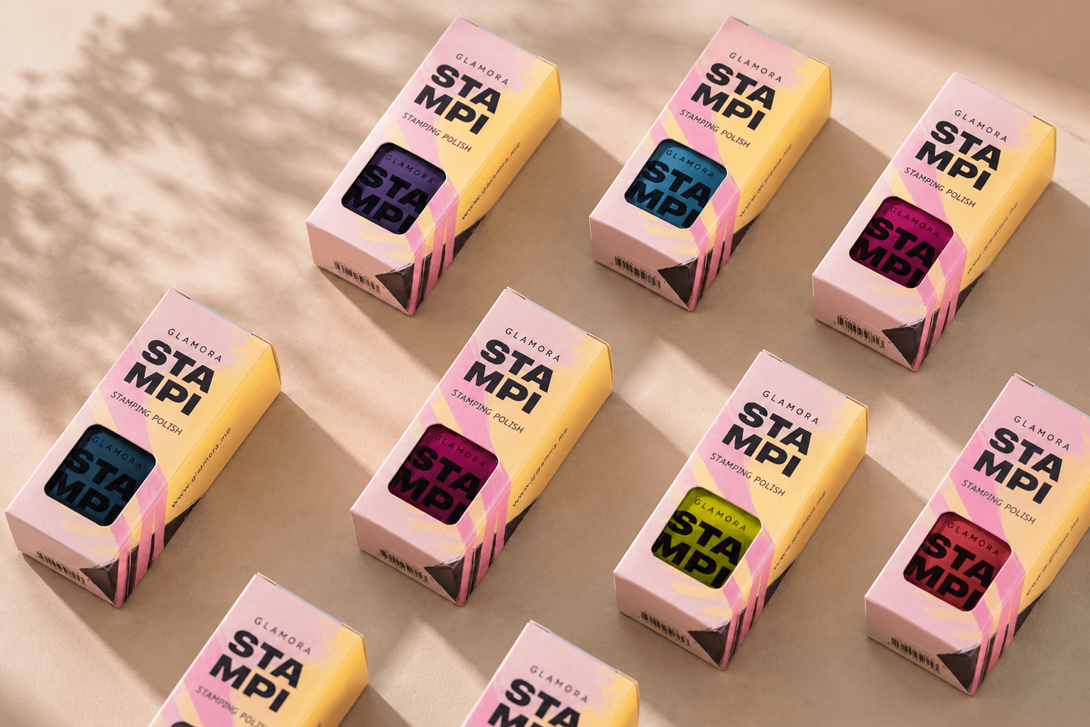 Glamora Stampi beauty sub-brand and nail-stamping packaging system