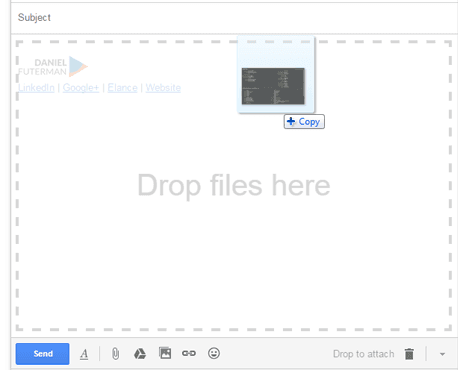 Drag and drop images directly into gmail message