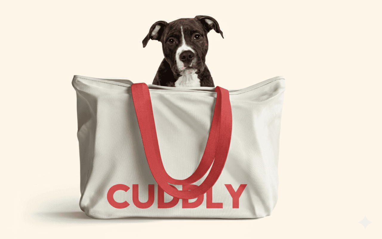 Dog in caddly bag