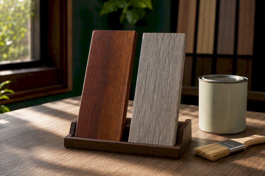 Oiled and weathered Ipe board samples