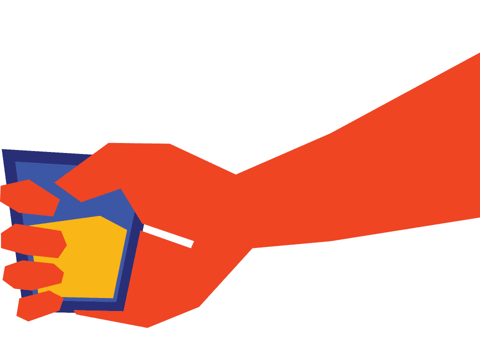 Illustration of hand holding rocks glass