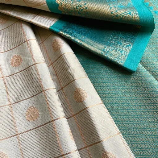 Fog Grey Semi Kanchivaram Art Silk Saree