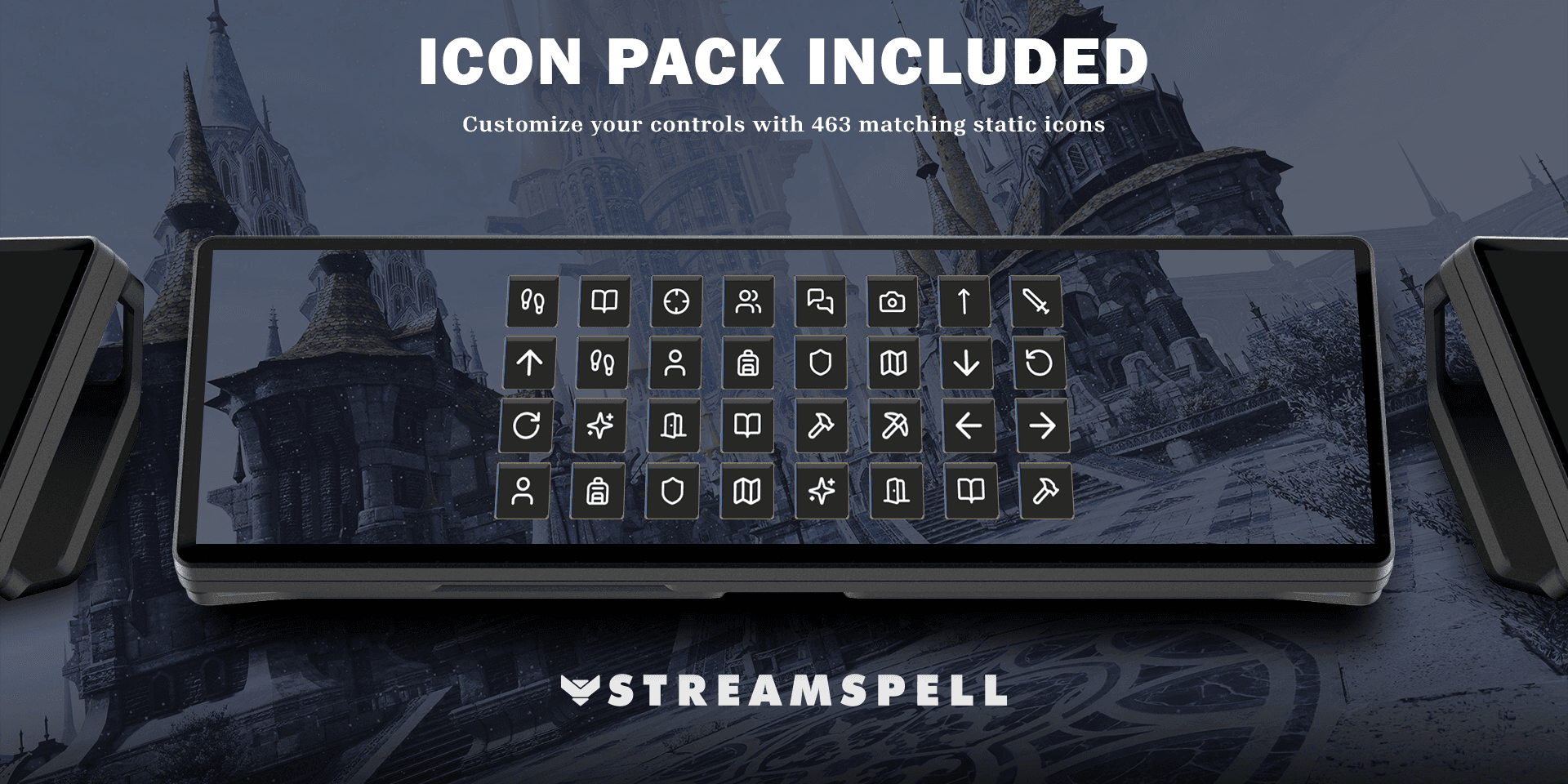 Final Fantasy XIV XENEON EDGE icon-pack preview showing coordinated action symbols