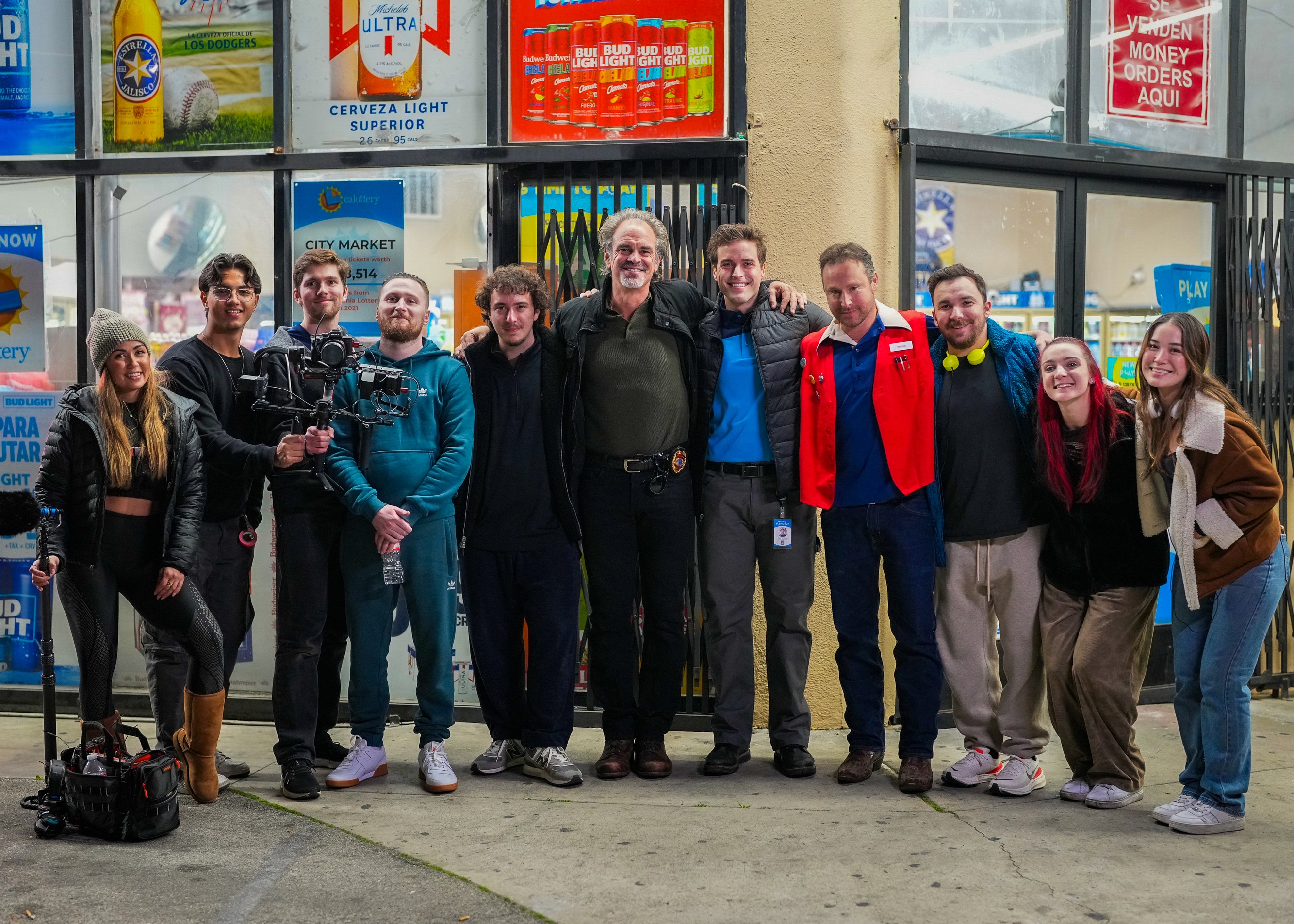 Luca Pizzoleo, Steven Ogg, and Crew on set of O.C.D.