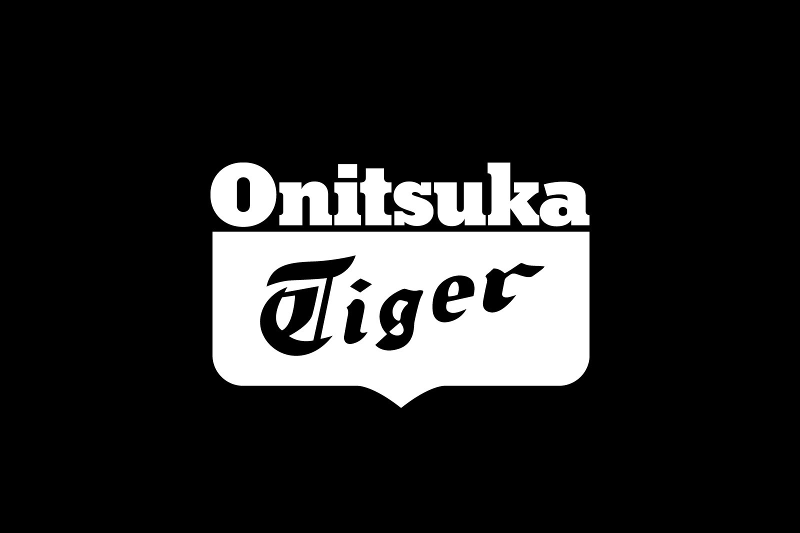 Logo of Onitsuka Tiger displayed in white text on a black background.