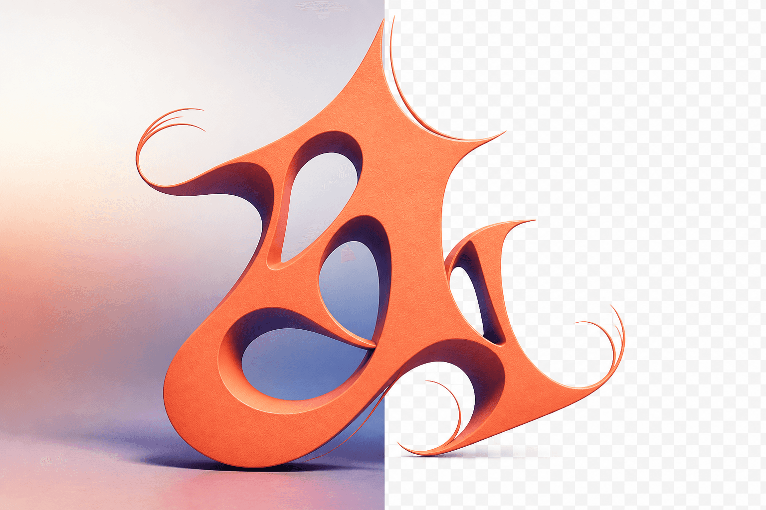 Crisp abstract letterform edges preserved during background removal