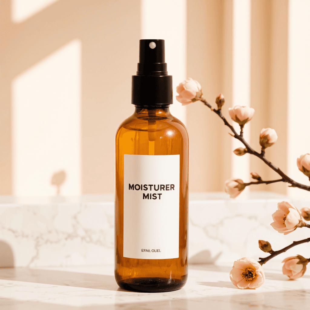 product photography of a bottle of moisturizer mist